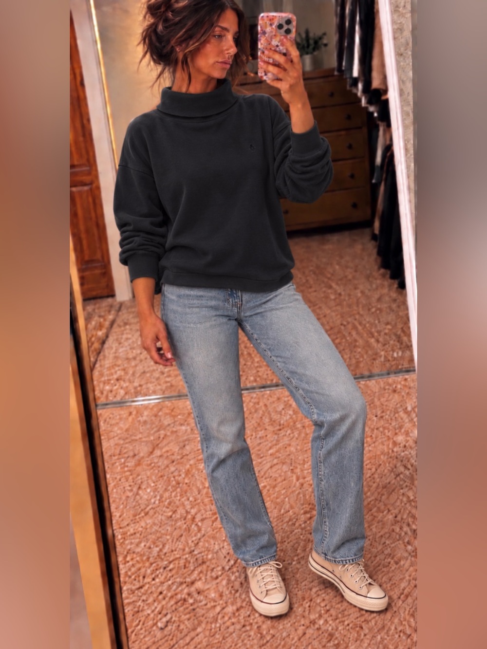 Ralph Lauren sport Cozy Black Funnel Neck Women's Sweater